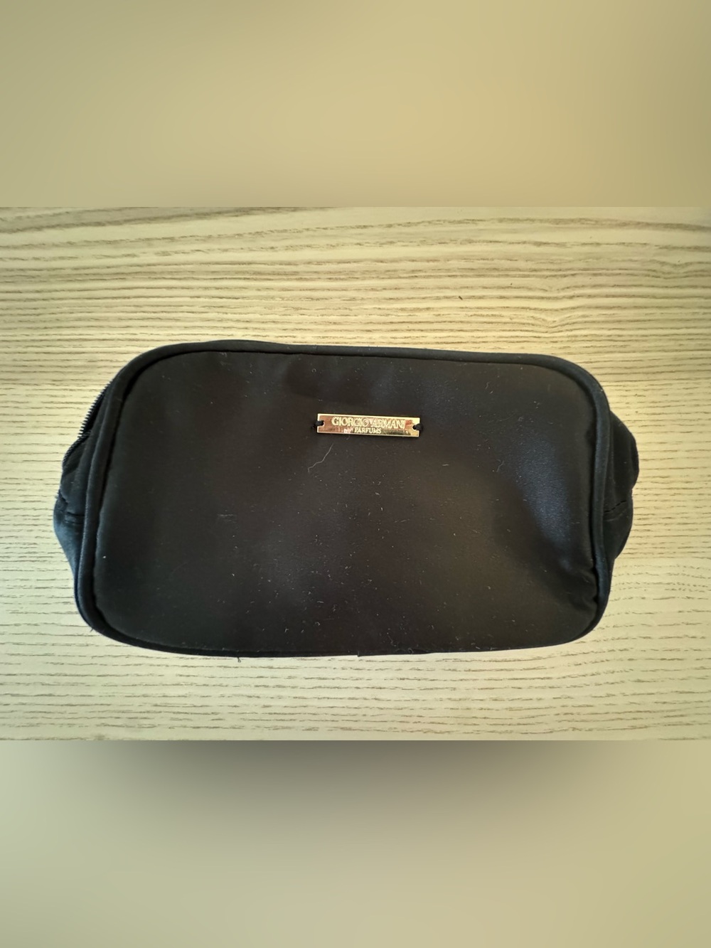 Giorgio Armani Black Cosmetic Case with Gold Logo Plaque